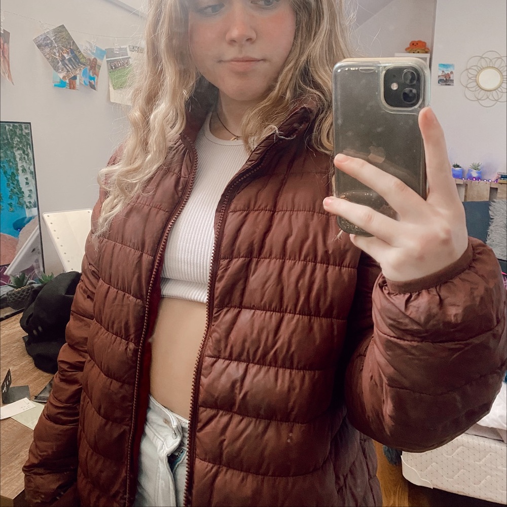 Brown puffer jacket